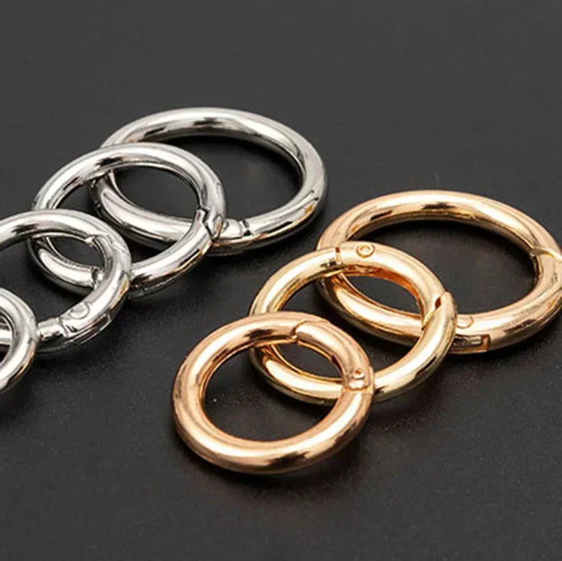 Stainless Steel O Ring Spring Clasps Open Round Carabiner Snap Hook Keychain Bag Clips DIY Jewelry Bags Accessories