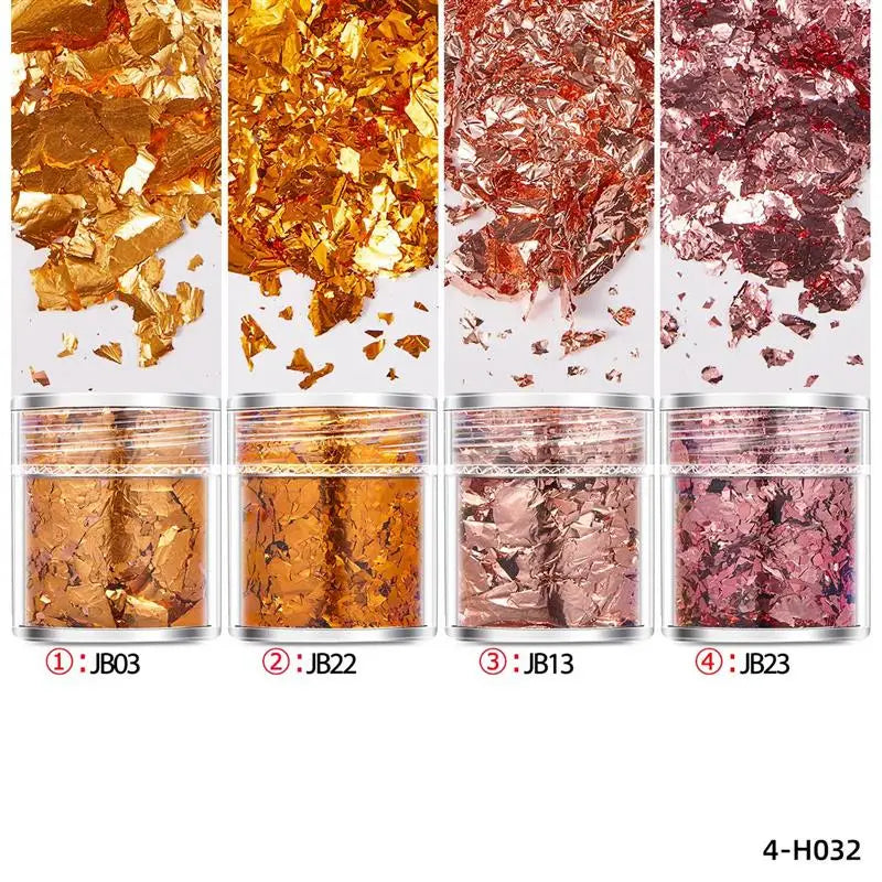 4-Bottle Gold Leaf Flakes &amp; Glitter Set