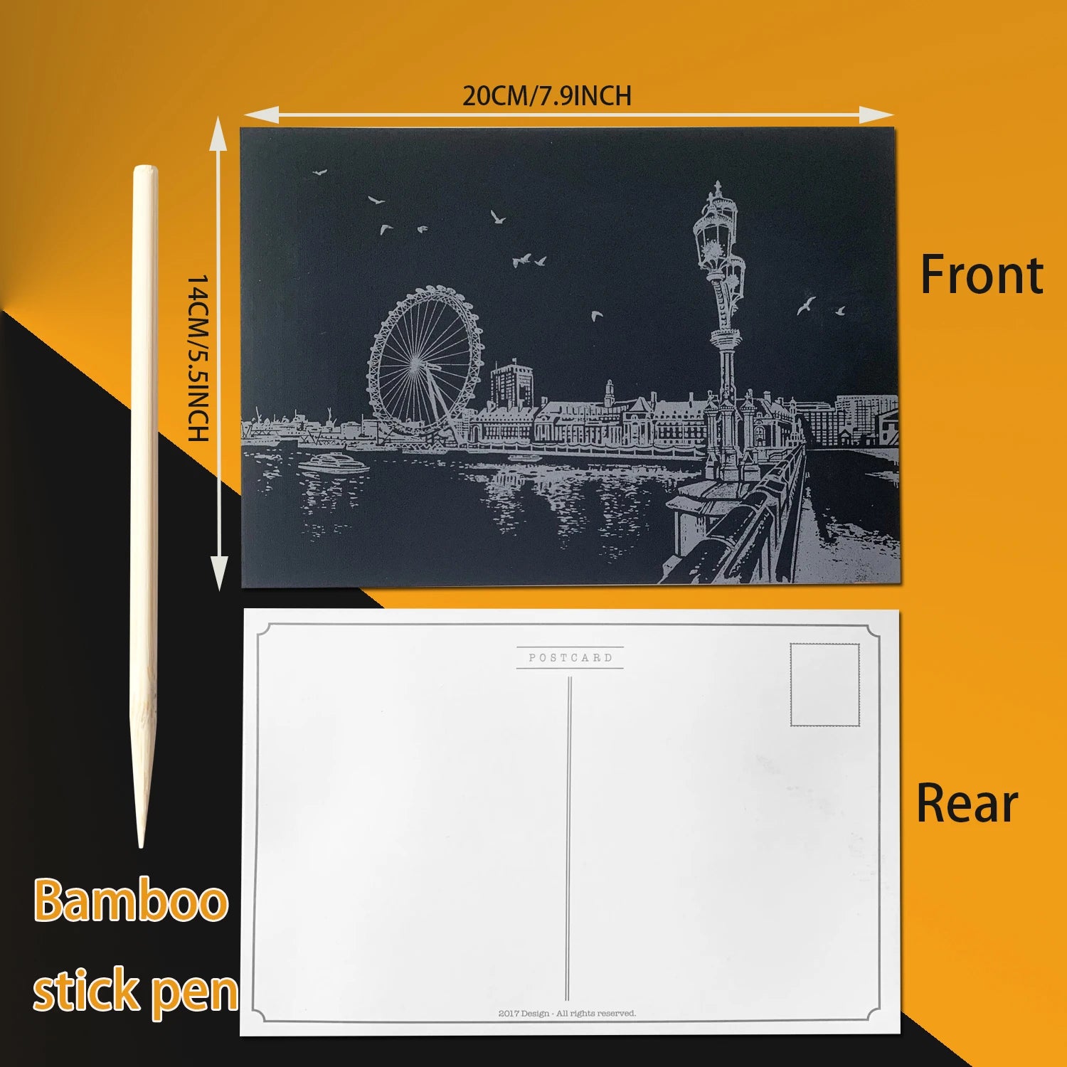Scratch Art Postcards – 4PCS Urban Night Scene Landscape Set
