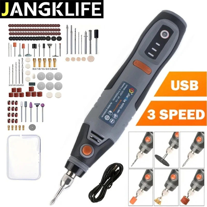 JANGKLIFE Cordless Mini Rotary Tool with accessories