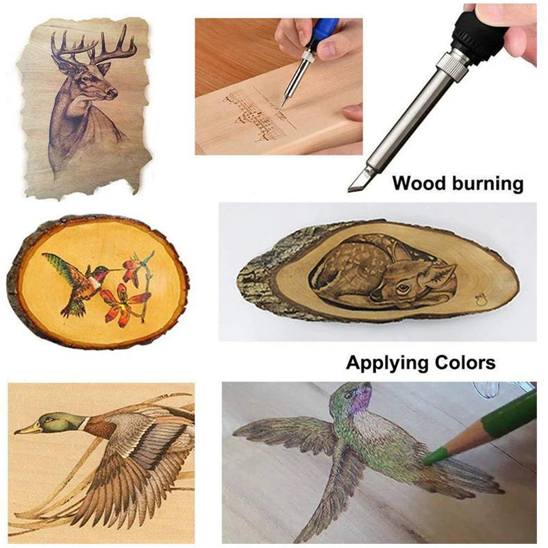 Wood Burning Kit – Adjustable Temperature Pyrography Pen (60W, EU Plug)