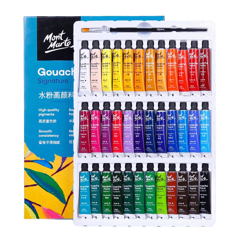 Gouache Paint Set – 12/24/36 Colors, 6ml Tubes for Artists &amp; Students
