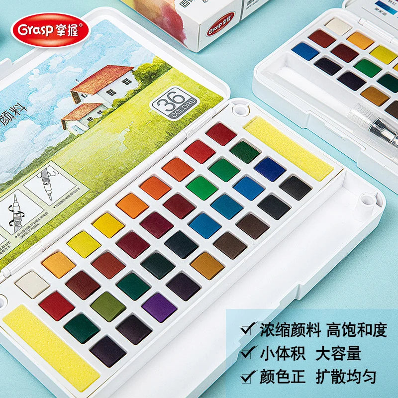 Watercolor Paint Set – 12/24/36/48 Colors with Water Brush Pens