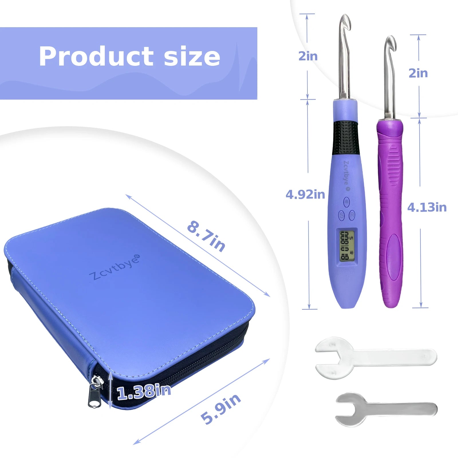 18-Size LED Crochet Hook Set with Digital Counter