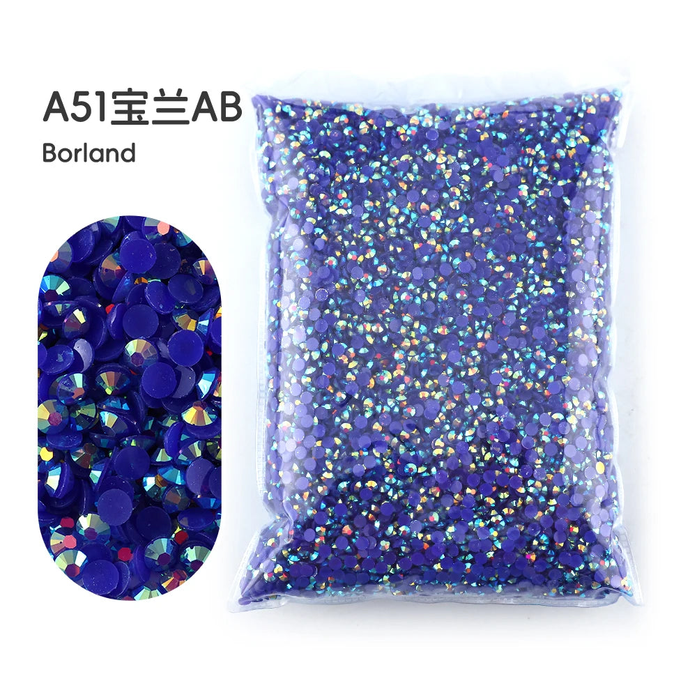2MM 3MM 4MM 5MM 6MM Jelly AB Resin Cold fixation  Rhinestones Flat Back Suitable for making diamond water bottles