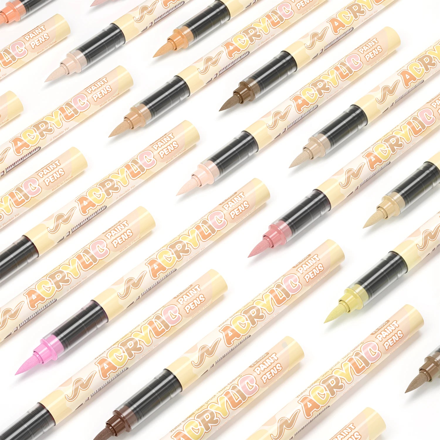 Skin Tone Acrylic Brush Markers Set