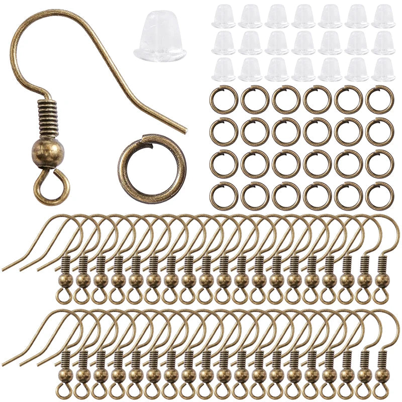 300pcs Earring Findings Set – Hooks, Jump Rings &amp; Backs for Jewelry Making
