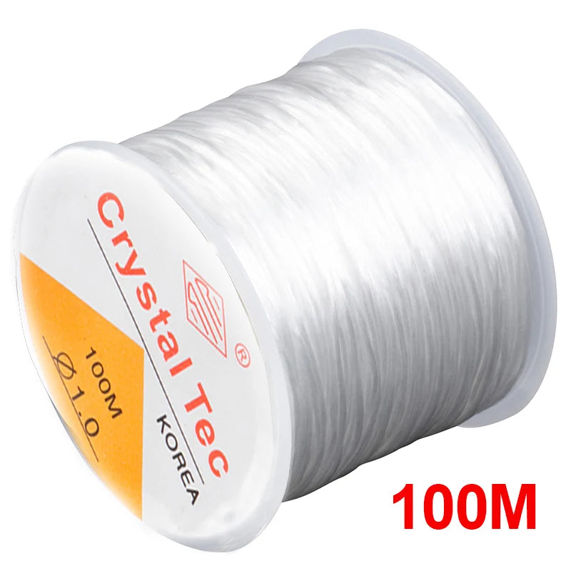 100m Elastic Beading Cord – 0.5–1mm Crystal Stretch Thread for Jewelry Making