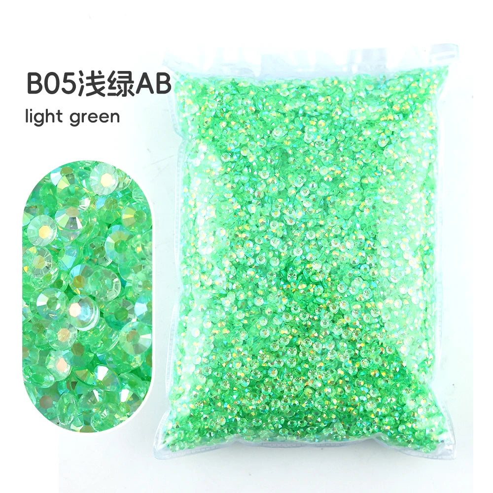 2MM 3MM 4MM 5MM 6MM Jelly AB Resin Cold fixation  Rhinestones Flat Back Suitable for making diamond water bottles
