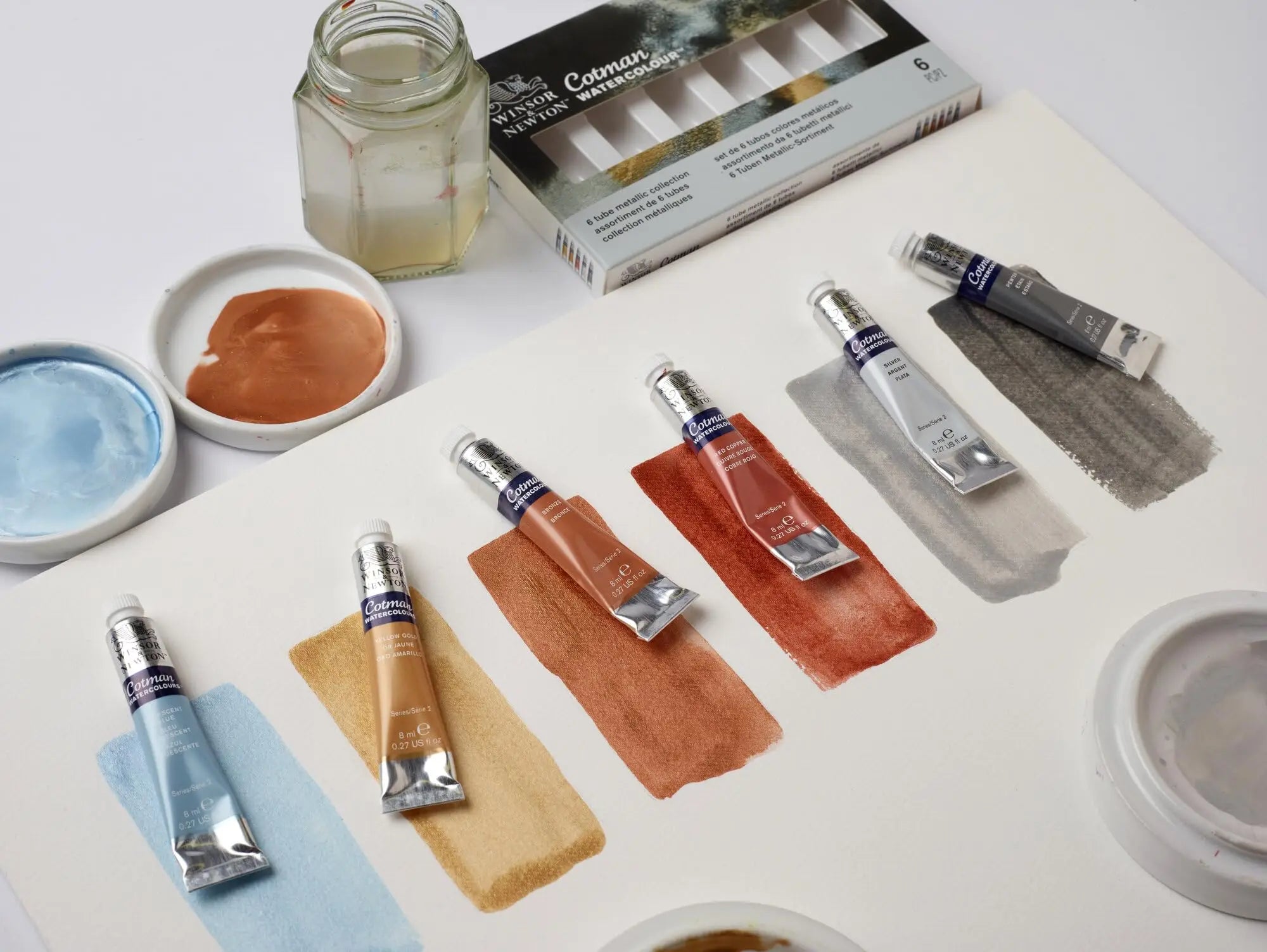 Winsor &amp; Newton Cotman Metallic Watercolor Set (6 × 8ml)