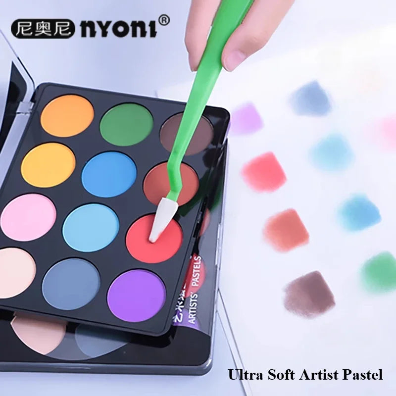 Nyoni Super Soft Artist Pastels – 12-Color  Nyoni 12-Color Super Soft Artist Pastel Set in PVC Box, Fine Powder for Smooth Blending | Ideal for Drawing, Painting & Mixed Media