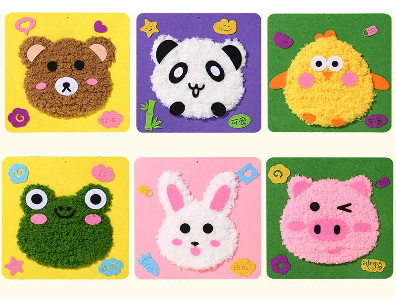 Cartoon Animal Punch Needle Kit – Pig, Rabbit, Bear