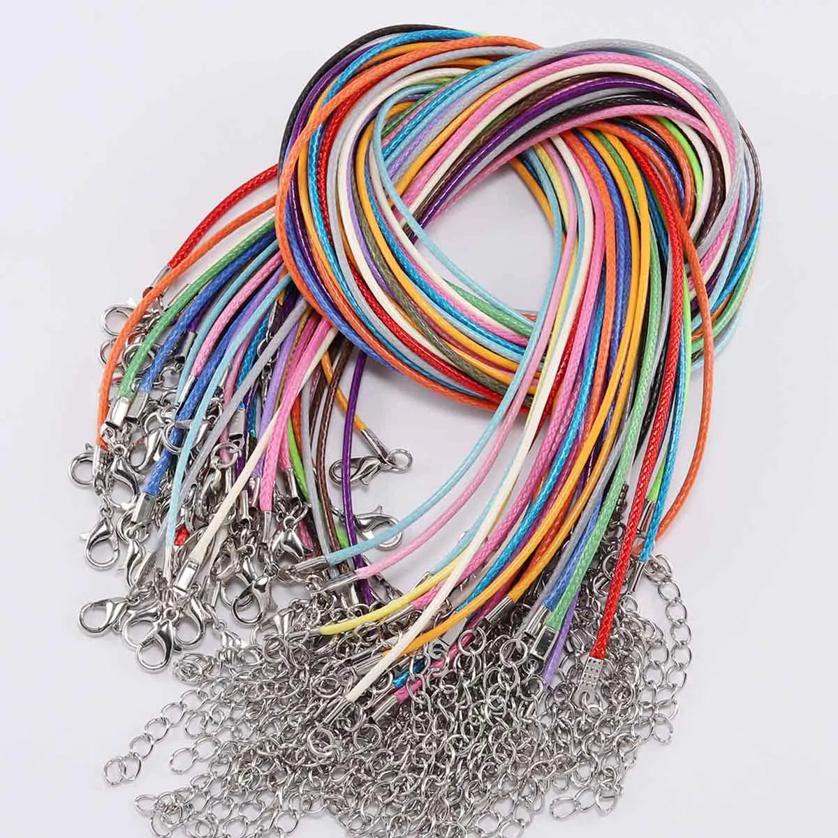 10pcs Adjustable Braided Leather Cord Necklaces – 1.5/2mm with Clasp