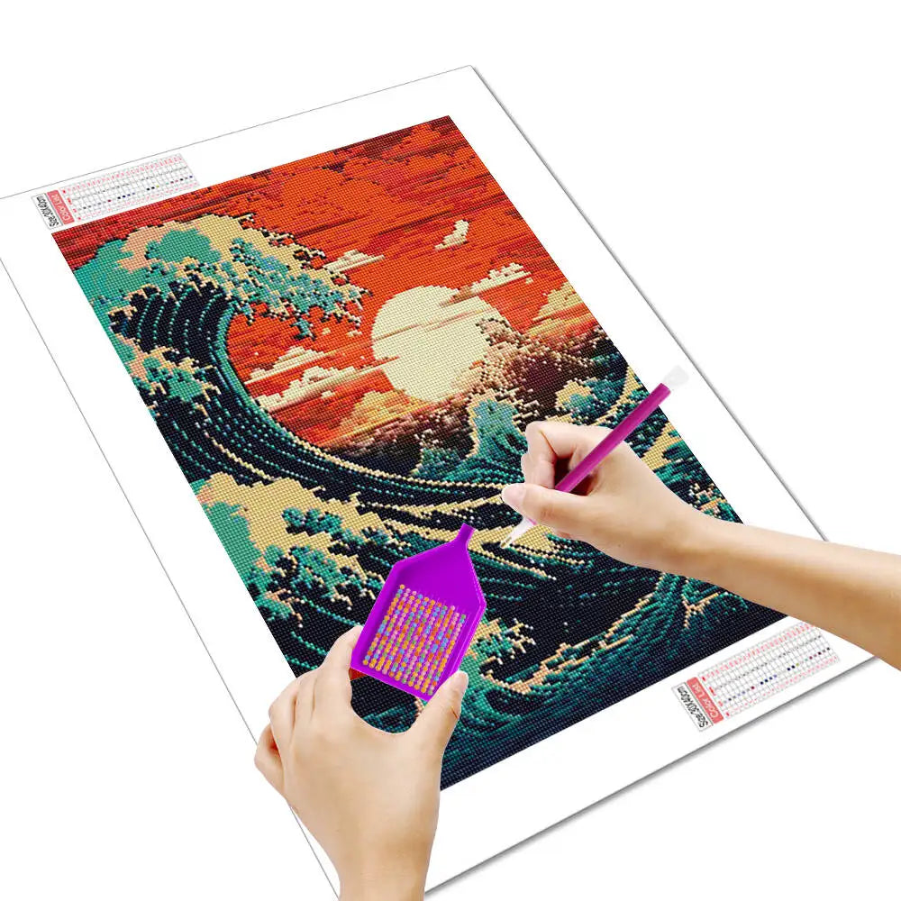 Huacan Sea Sunset Diamond Painting Kit – Full Drill Mosaic Set