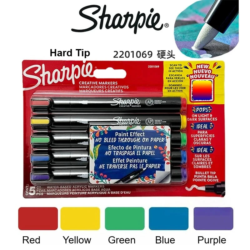 Sharpie Creative Markers, 2/5pcs Water-Based Acrylic Pen Arts & Crafts Works on Paper, Metal, Wood, Ceramic, Glass, Rock, Canvas