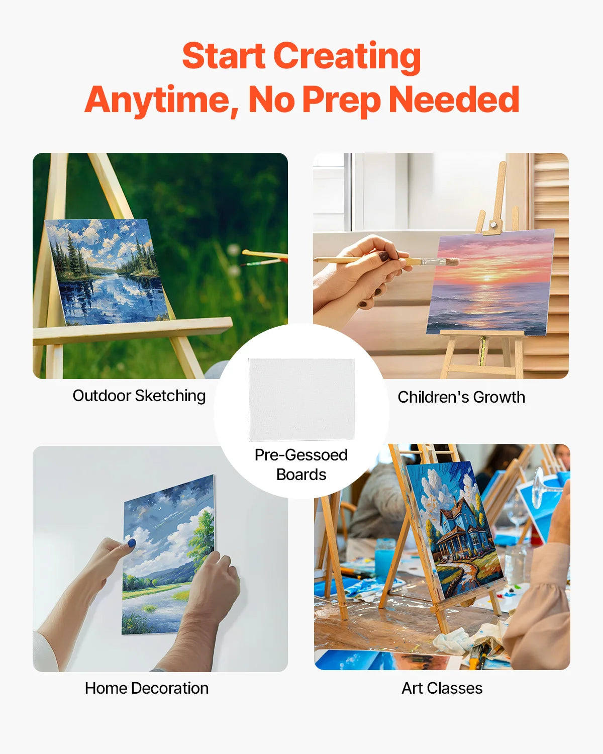 VEVOR White Canvas Boards – Multi-Media Painting Panels