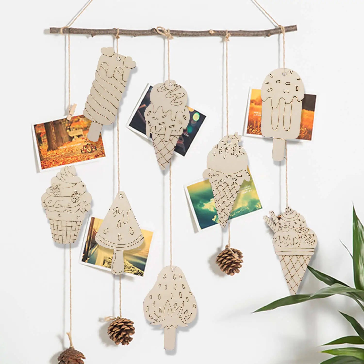 16pcs Wooden Ice Lolly Craft Ornaments