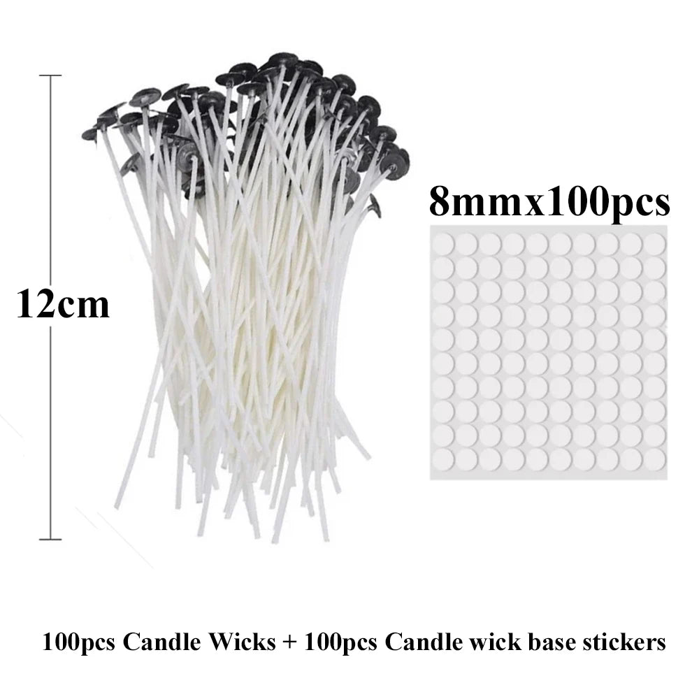Pre-Waxed Cotton Candle Wicks – 2.6–20cm with Sustainer Tabs (Smokeless)