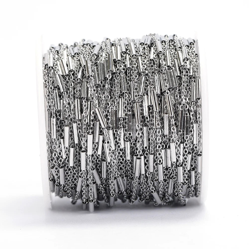 2m No-Fade Stainless Steel Chain – Gold Beaded Chain for DIY Jewelry