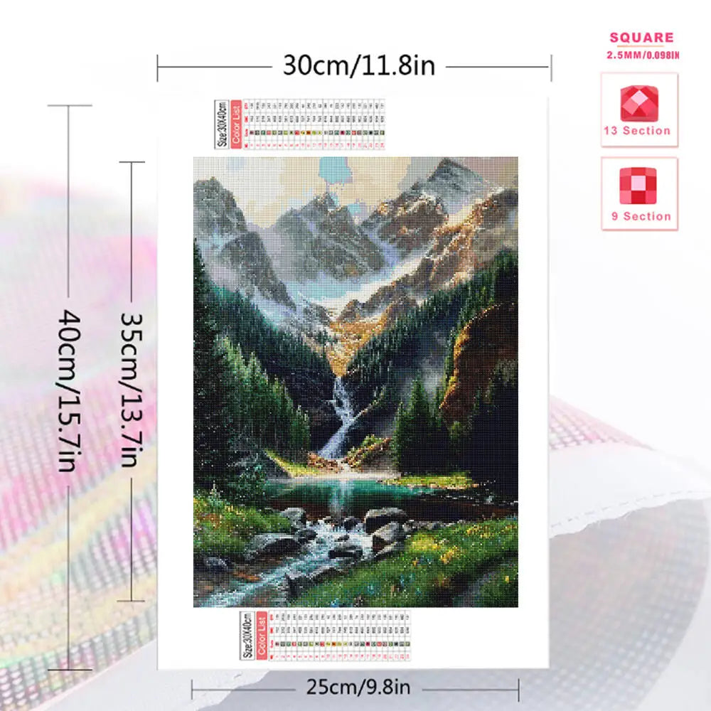 Momoart Waterfall Diamond Painting Kit – Seaside Landscape DIY Mosaic Art