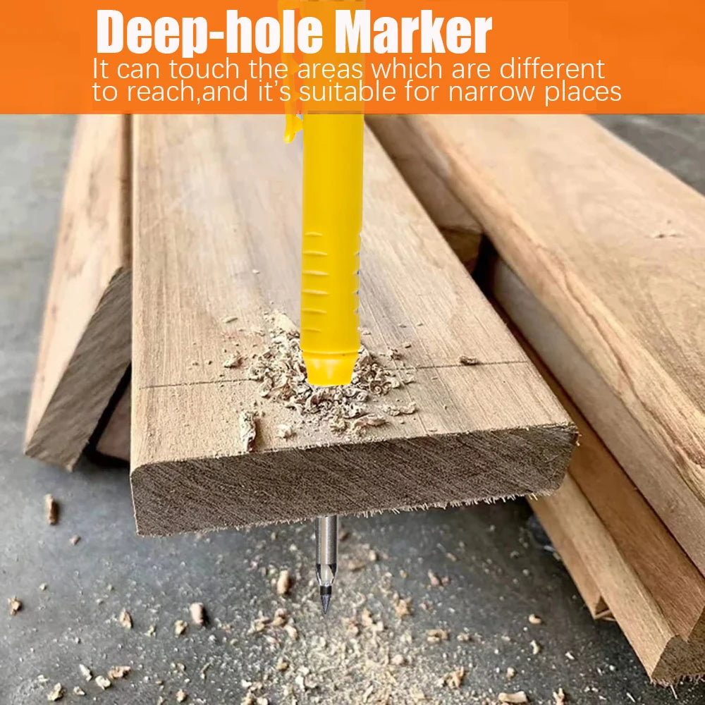 Deep Hole Carpenter Pencil Set – With Built-in Sharpener