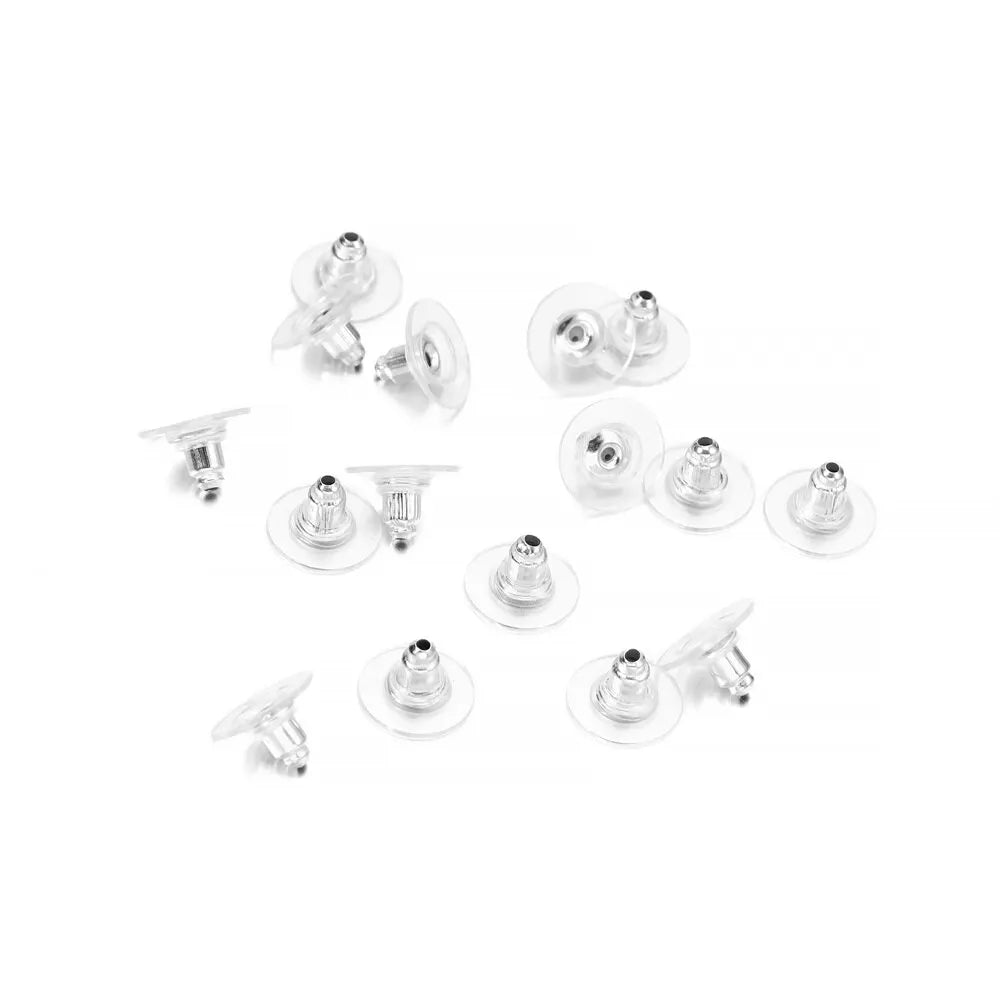 100pcs Rubber Earring Backs – Silicone &amp; Steel Earnuts for DIY Jewelry