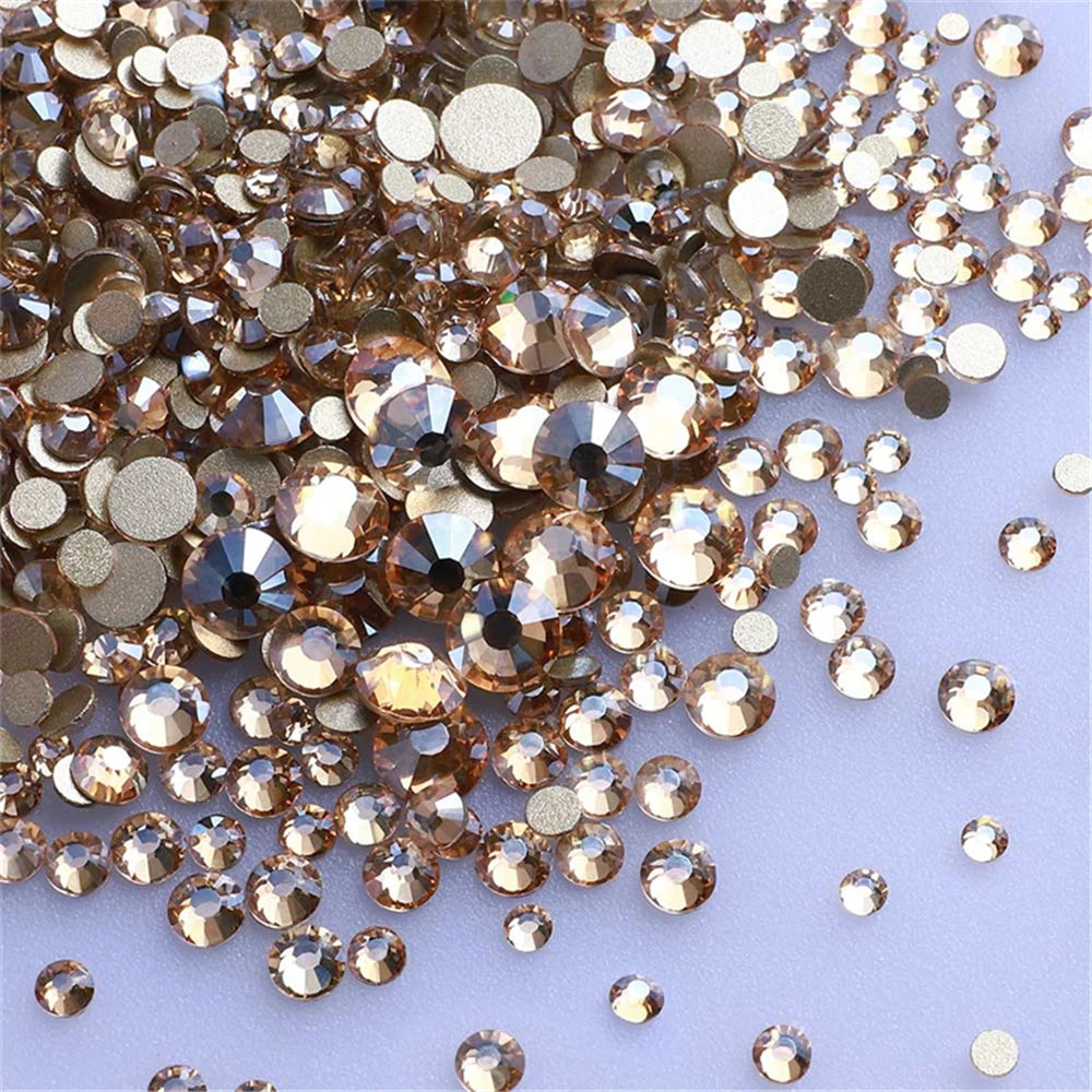 1440-Piece Champagne Flat Back Rhinestone Set
