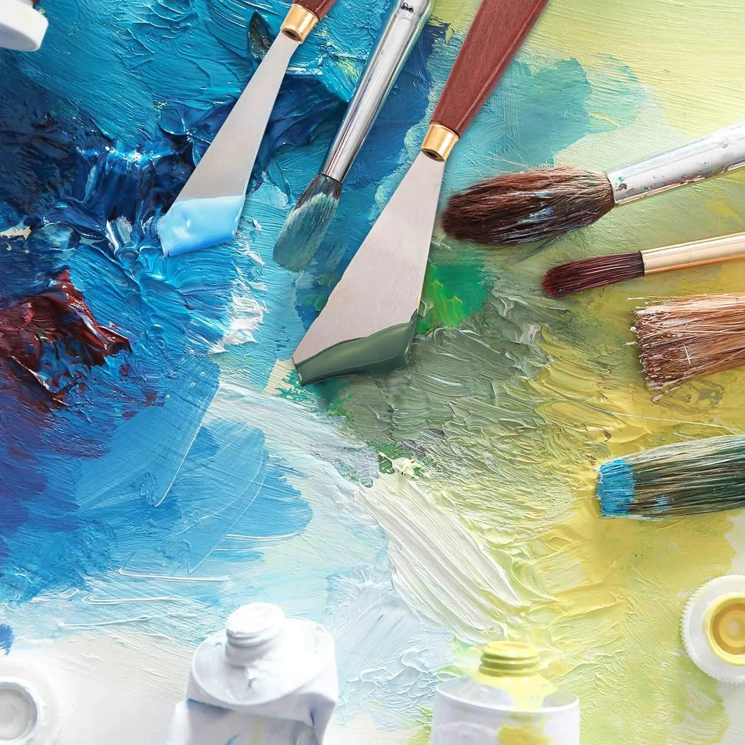 Stainless Steel Palette Knife Set with Wooden Handles