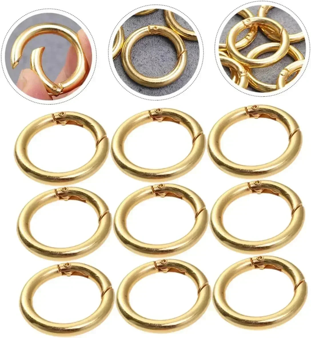Stainless Steel O Ring Spring Clasps Open Round Carabiner Snap Hook Keychain Bag Clips DIY Jewelry Bags Accessories