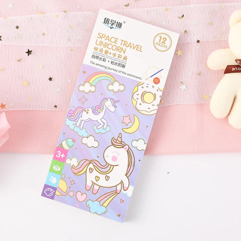 Kids Graffiti Watercolor Book – 12 Pages with Bookmark &amp; Sticky Notes