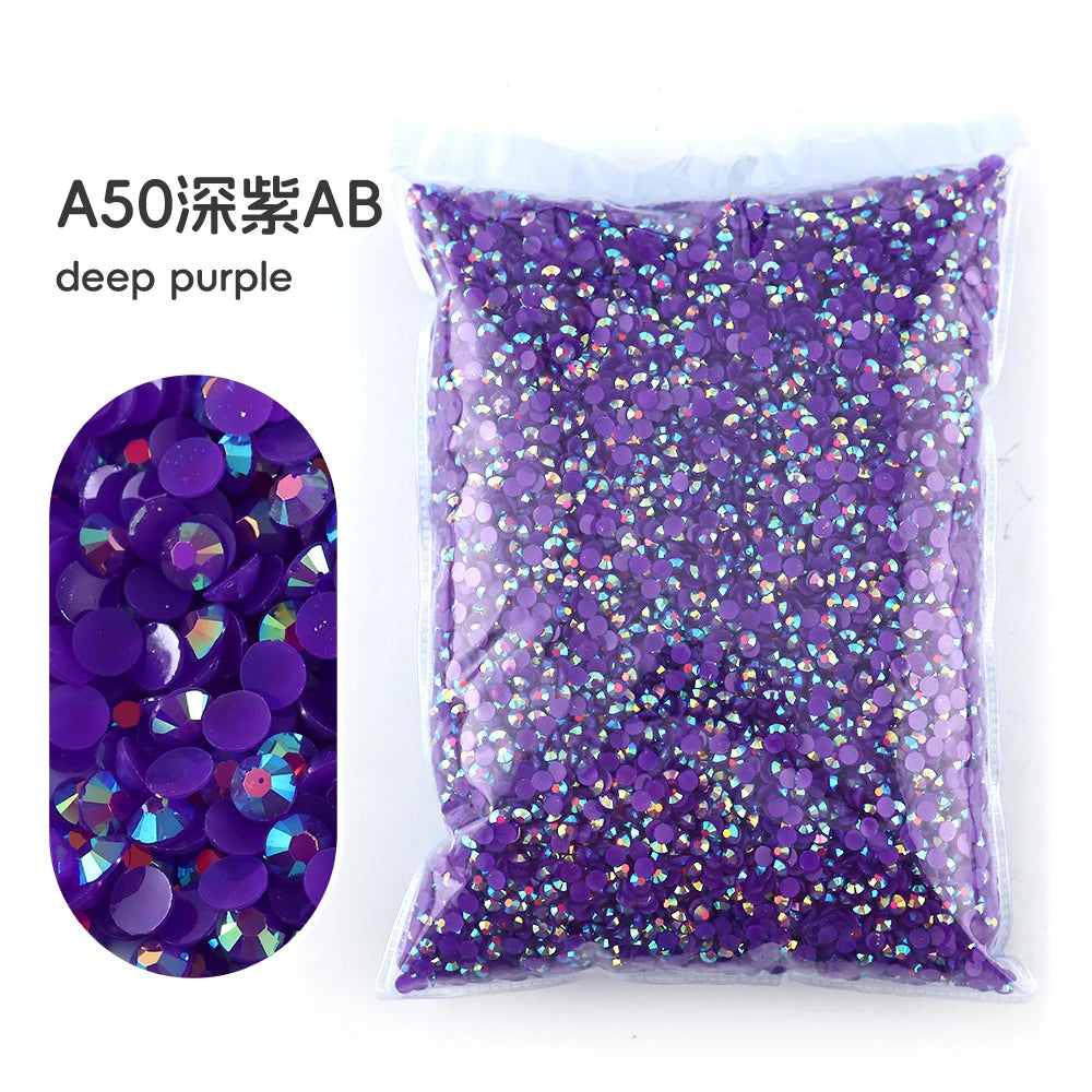 2MM 3MM 4MM 5MM 6MM Jelly AB Resin Cold fixation  Rhinestones Flat Back Suitable for making diamond water bottles