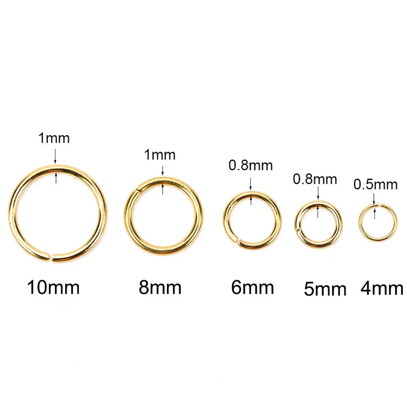 100pcs Stainless Steel Open Jump Rings – 3–10mm for DIY Jewelry Making