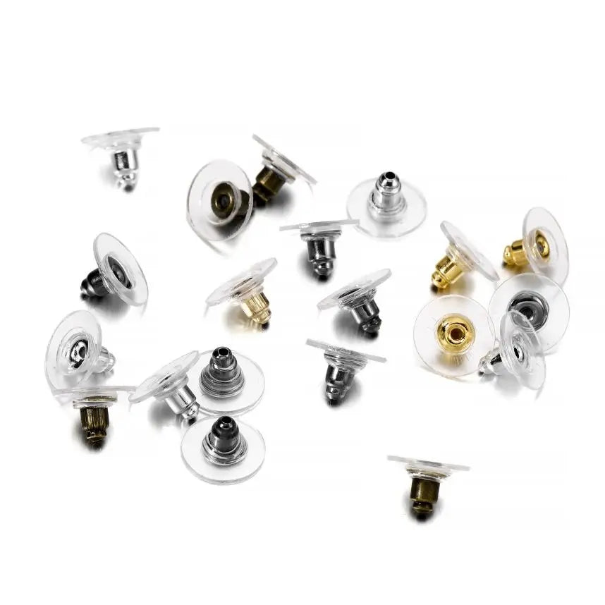 100pcs Rubber Earring Backs – Silicone &amp; Steel Earnuts for DIY Jewelry