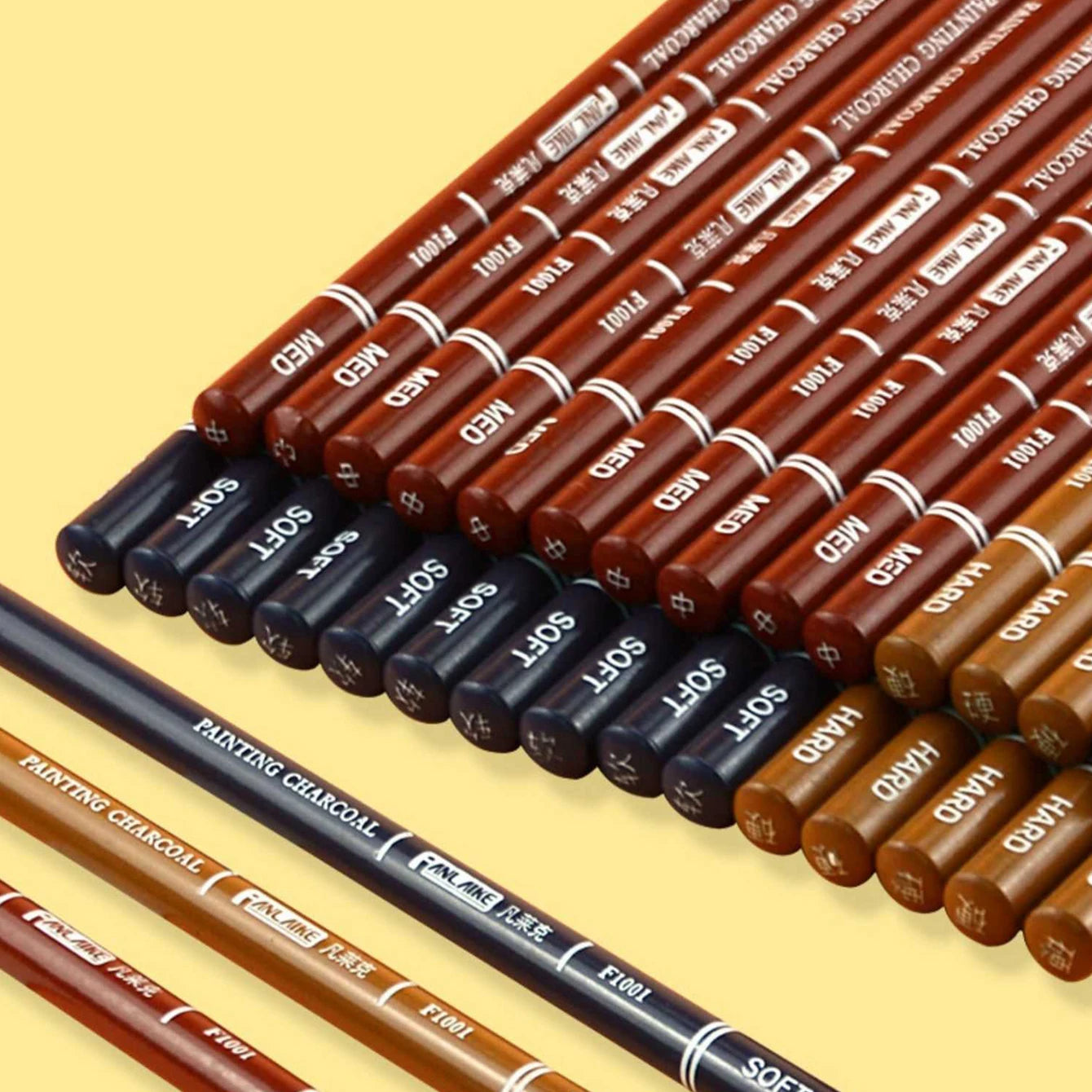 10-Piece Professional Charcoal Pencil Set