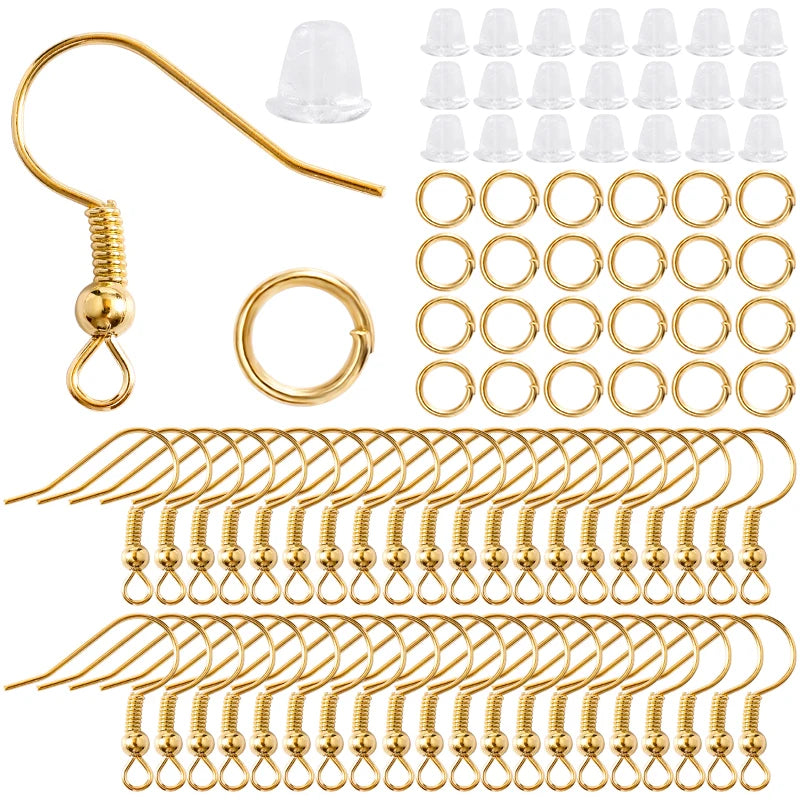 300pcs Earring Findings Set – Hooks, Jump Rings &amp; Backs for Jewelry Making