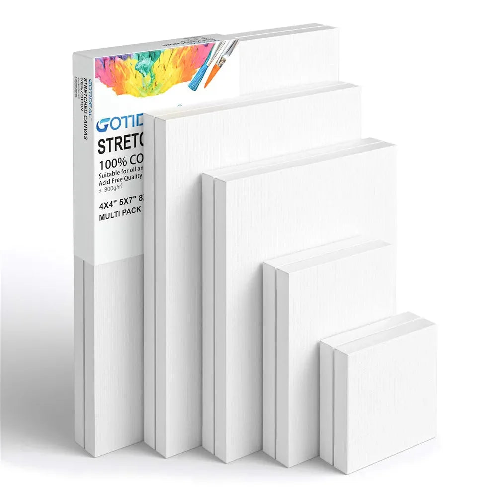 4-Pack Square or rectangle Artist Canvas Boards – Cotton with Wooden Frame