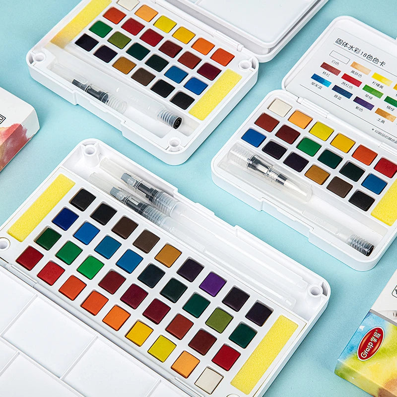 Watercolor Paint Set – 12/24/36/48 Colors with Water Brush Pens