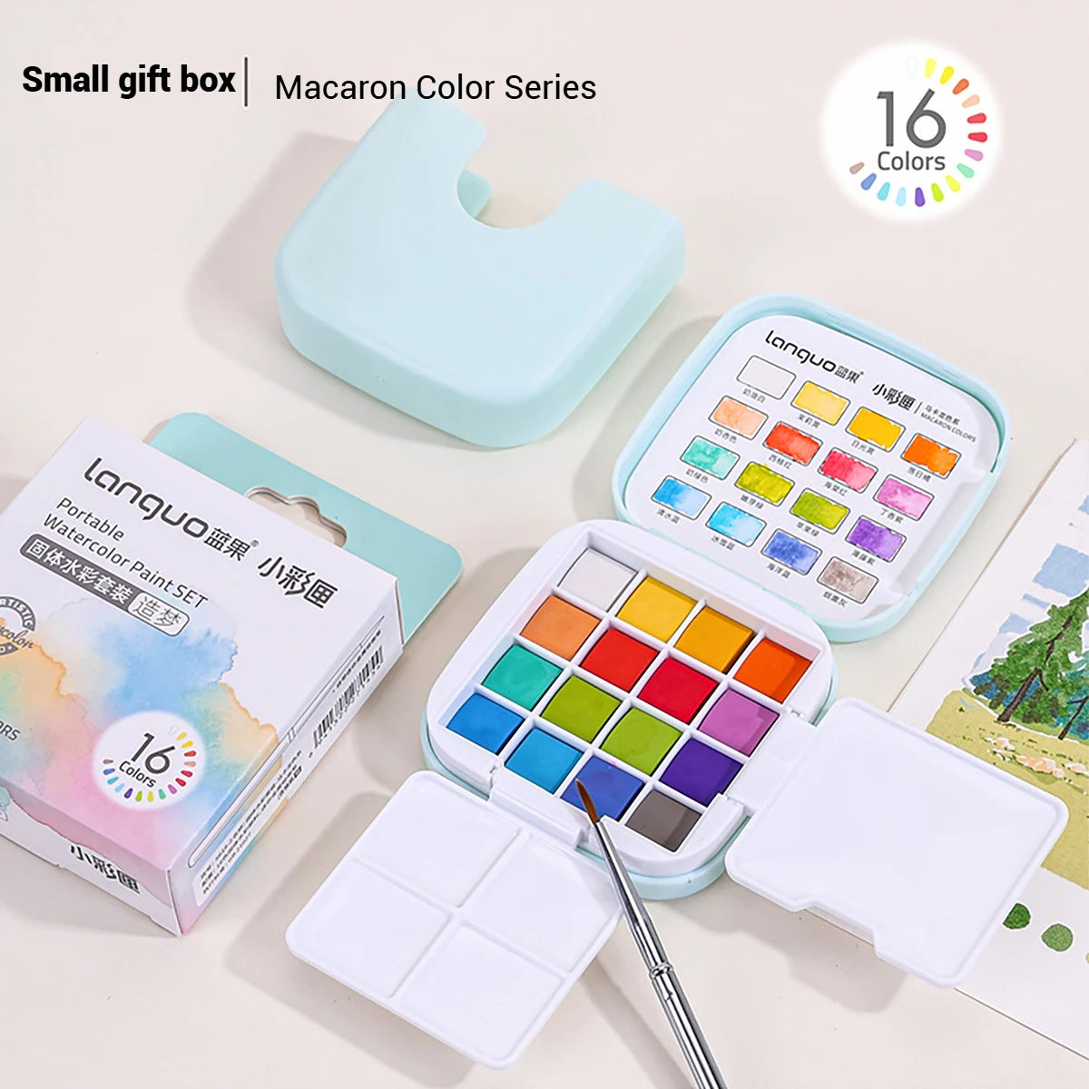 Languo 16-Color Mini Solid Watercolor Set
