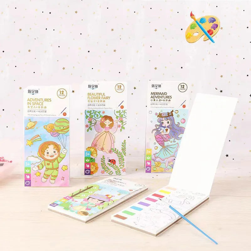 Kids Graffiti Watercolor Book – 12 Pages with Bookmark &amp; Sticky Notes
