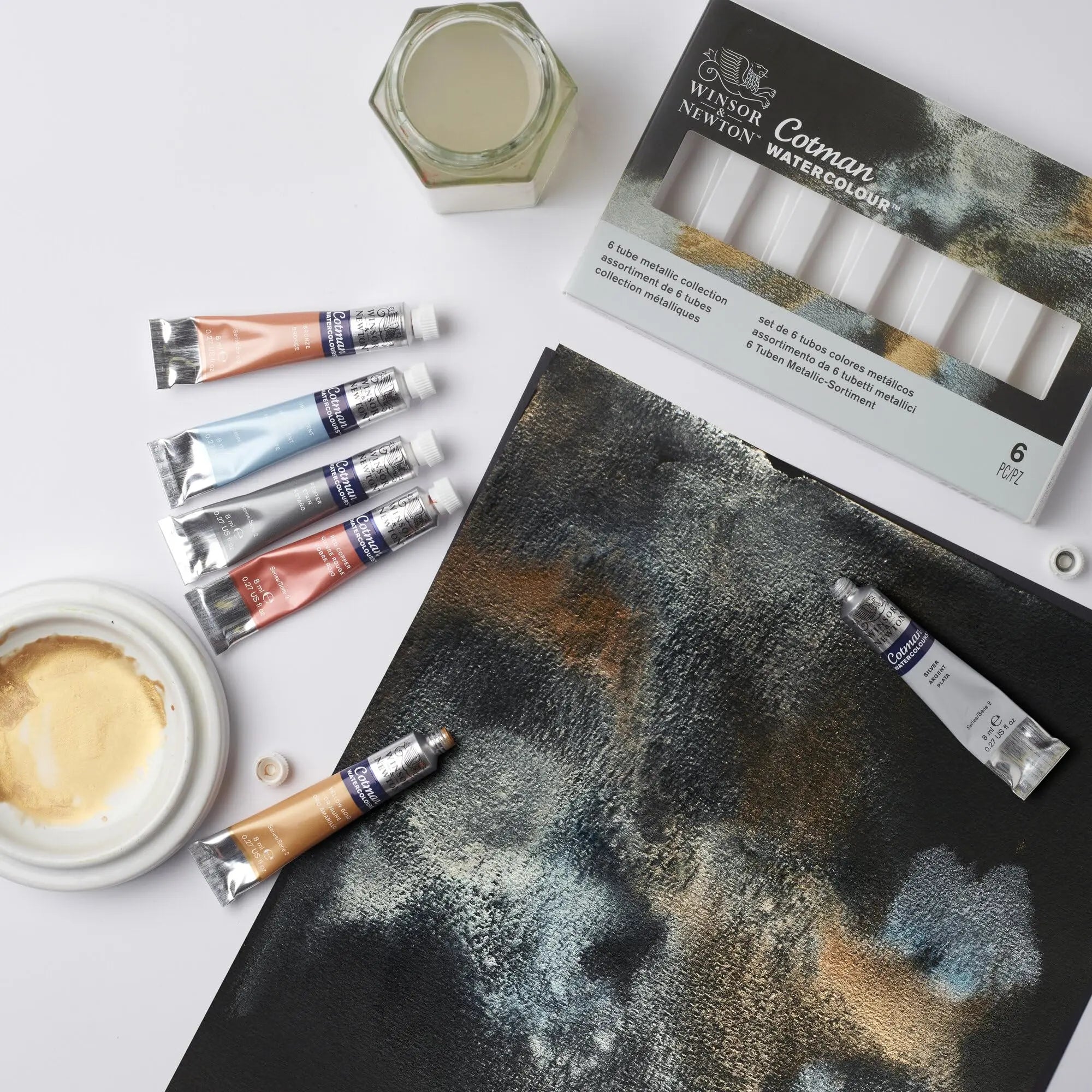 Winsor &amp; Newton Cotman Metallic Watercolor Set (6 × 8ml)