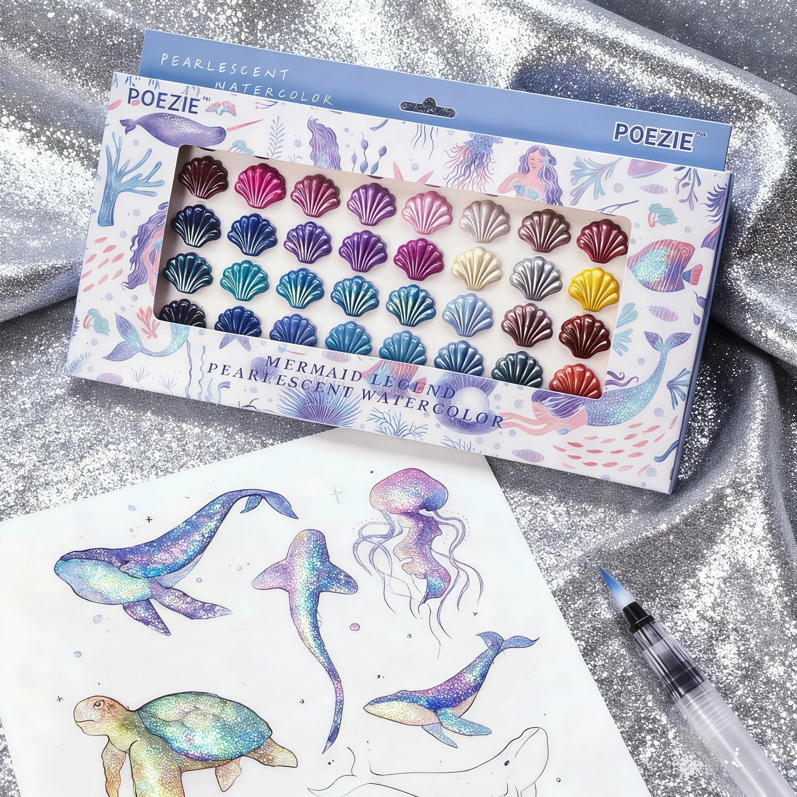 60-Color Professional Watercolor Paint Set with Water Brushes