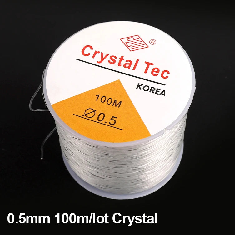 100m Elastic Beading Cord – 0.5–1mm Crystal Stretch Thread for Jewelry Making
