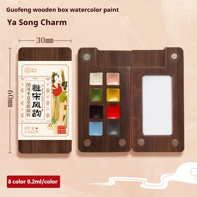 Portable Wooden Watercolor Paint Palette (8/15 Colors)