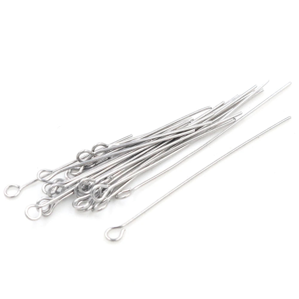 100pcs Stainless Steel Eye Pins – Assorted Sizes