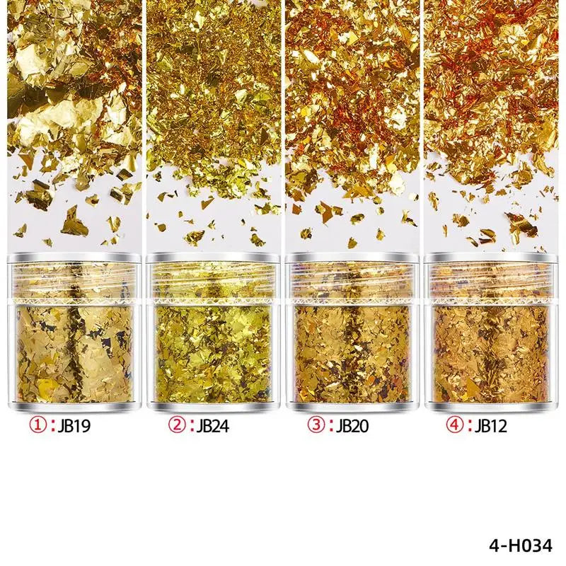 4-Bottle Gold Leaf Flakes &amp; Glitter Set