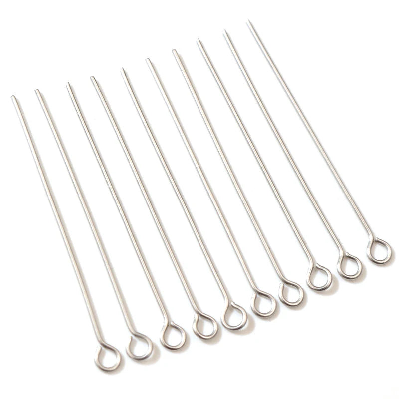 100pcs Stainless Steel Eye Pins – Assorted Sizes