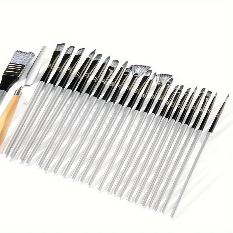 24-Piece Mixed Media Artist Brush Set with Palette Knife